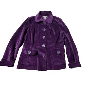Talbots Womens Jacket Size 14 Vintage‎ Velvet Button Up Purple